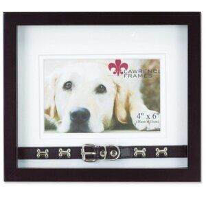 Lawrence Frames Walnut Wood Double Mat 4x6 Picture Frame - Dog Collar Design